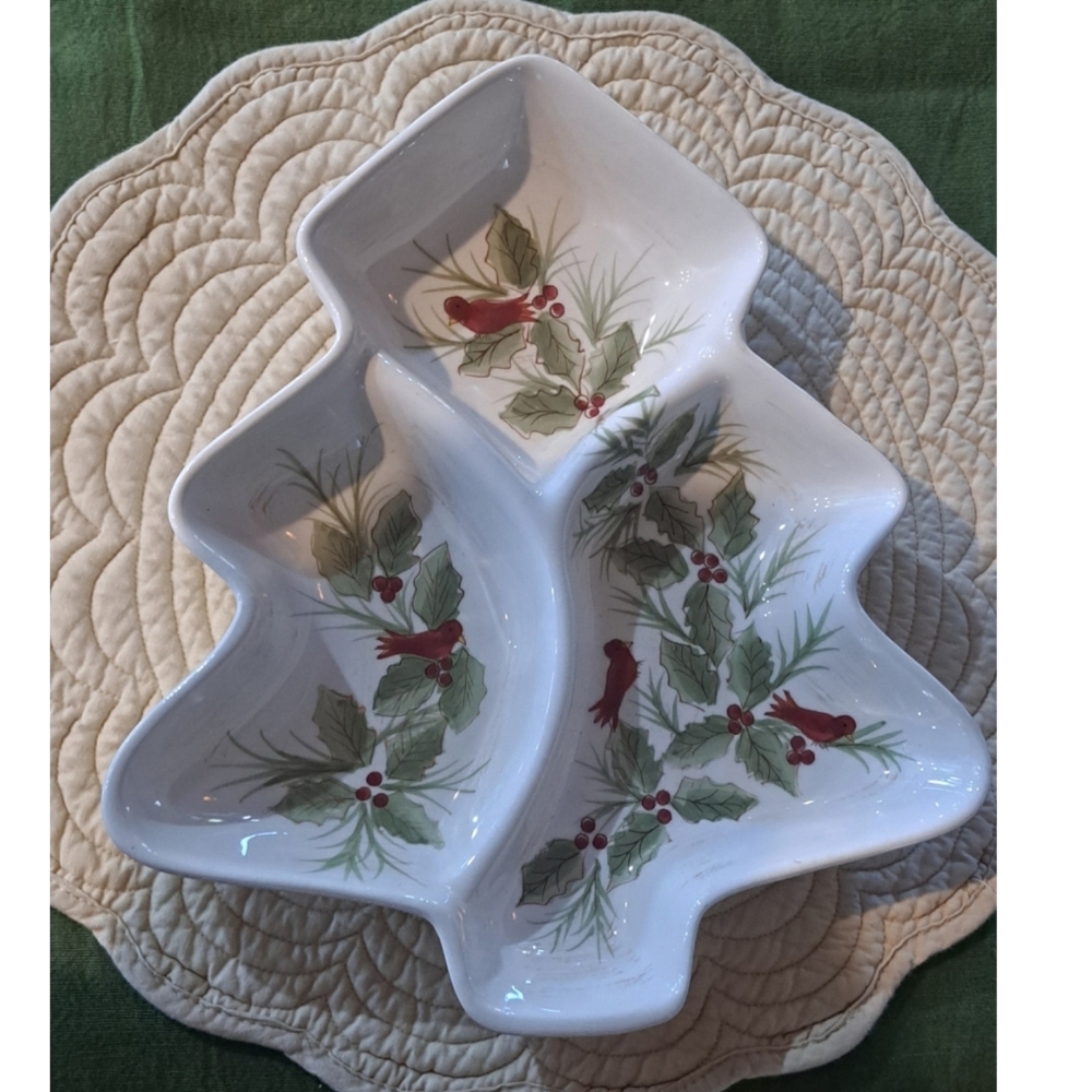 Gates Ware Christmas tree divided serving dish